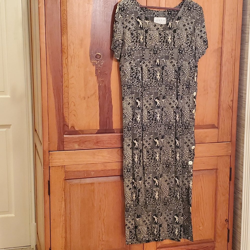 Maternity Pea in The Pod Long Dress  Black and Beige